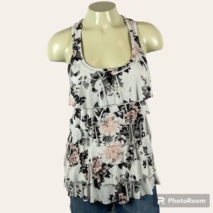 Janette Fashion John 3:16 Floral Ruffled Racerback Tank Top Women’s Small Blouse